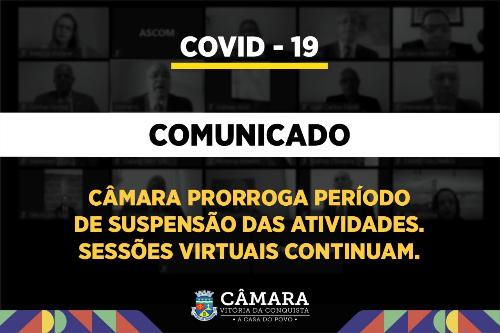 Imagem Câmara Municipal mantém  suspensão das atividades até o próximo dia 8; Sessões virtuais continuam