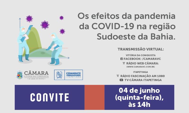 Imagem Câmaras de Vitória da Conquista e Itapetinga promovem audiência pública sobre os impactos da pandemia na região