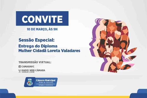 Imagem Câmara homenageia mulheres com entrega do Diploma Loreta Valadares nesta quarta-feira