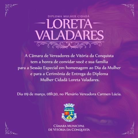 Imagem Sessão Solene: Prêmio Loreta Valadares será entregue nesta sexta-feira, 9