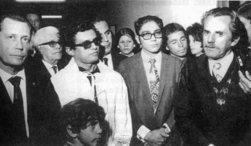 Sebastião Castro, na inauguração do Samur, entre Josué Figueira (de óculos escuros) e o ex-prefeito Nilton Gonçalves (de bigode)